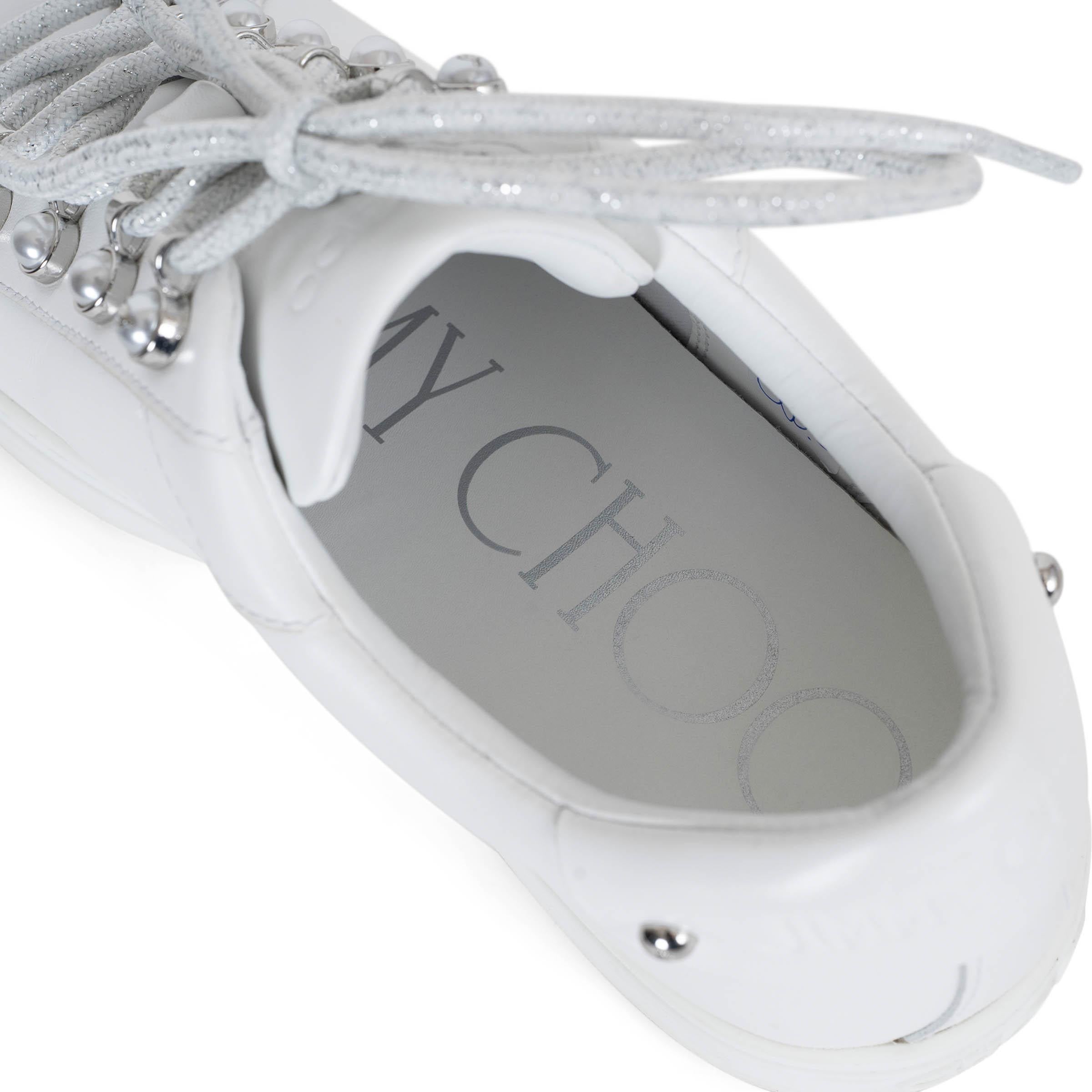 JIMMY CHOO Weiß Leder 2023 ANTIBES PEARL Sneakers Schuhe 39 fit 38.5 im Angebot 3