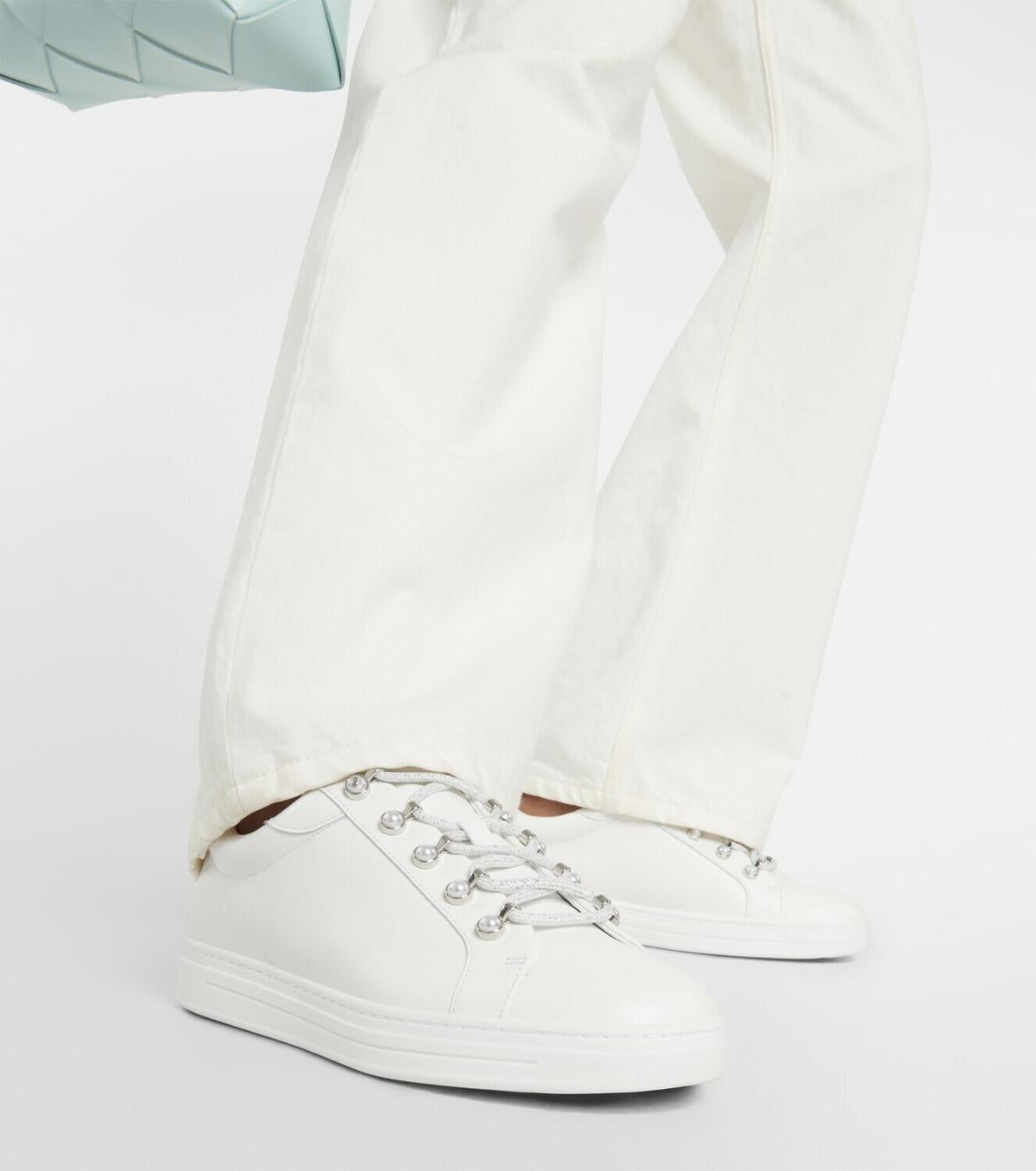 JIMMY CHOO Weiß Leder 2023 ANTIBES PEARL Sneakers Schuhe 39 fit 38.5 im Angebot 5