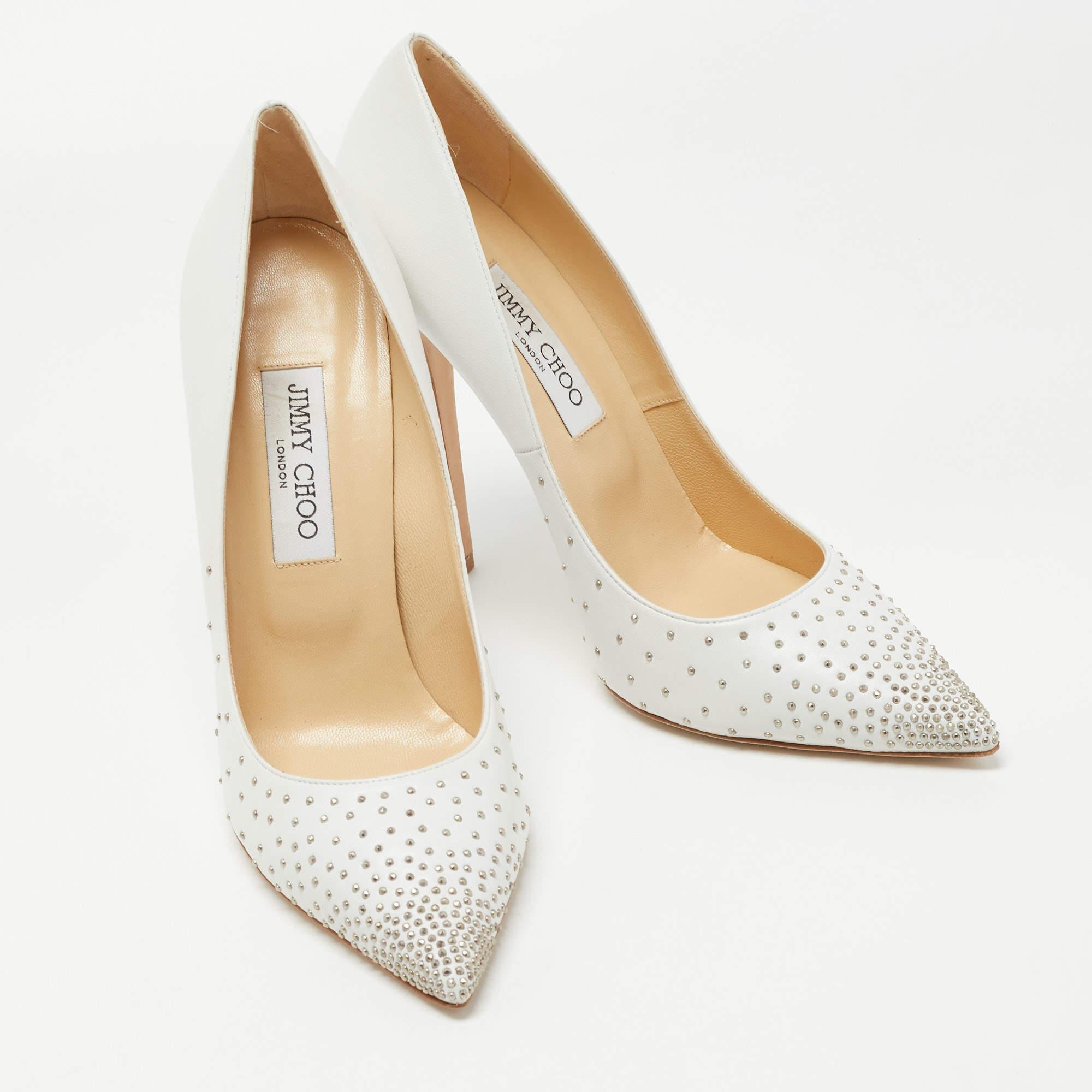 Jimmy Choo White Leather Anouk Pumps Size 40 1