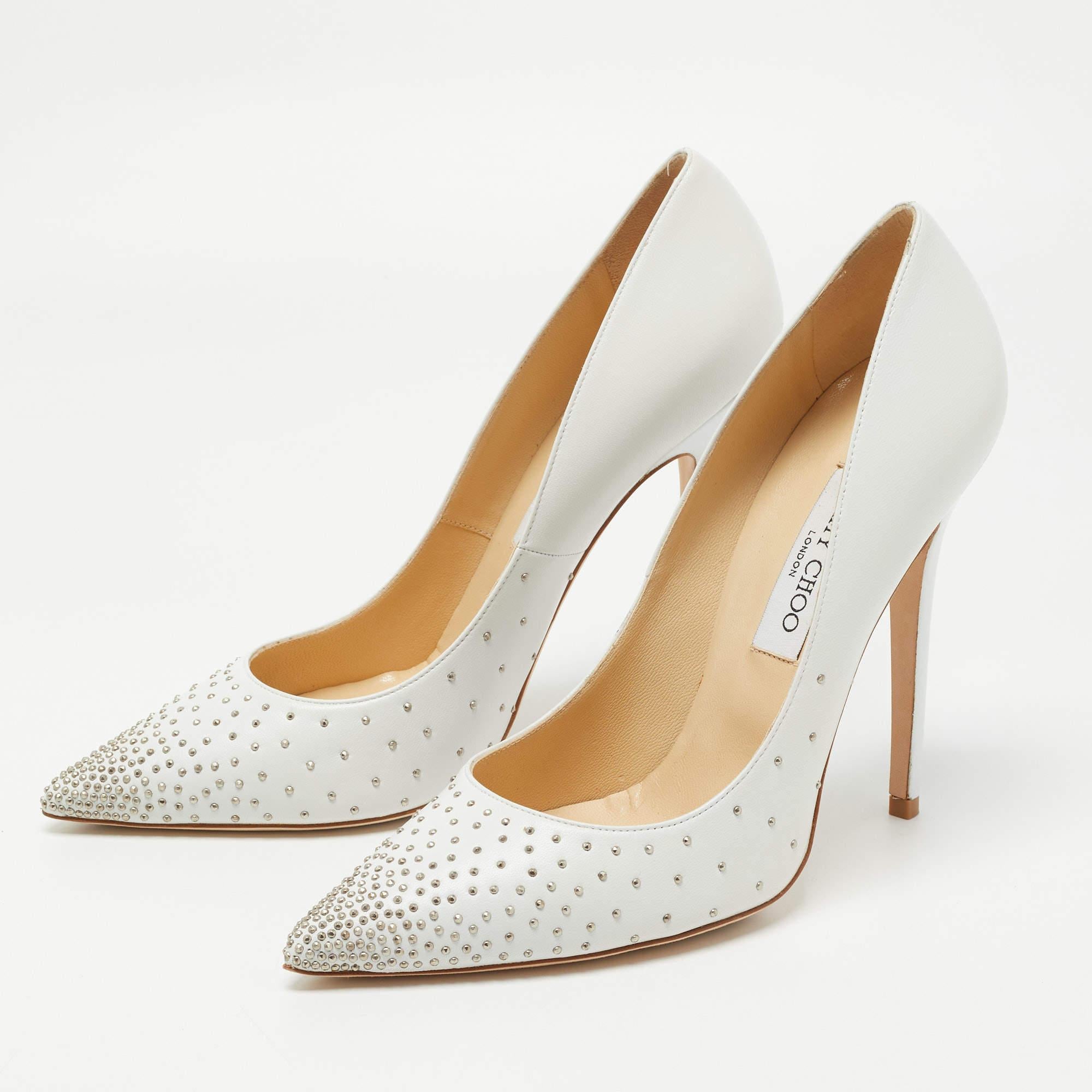 Jimmy Choo White Leather Anouk Pumps Size 40 3