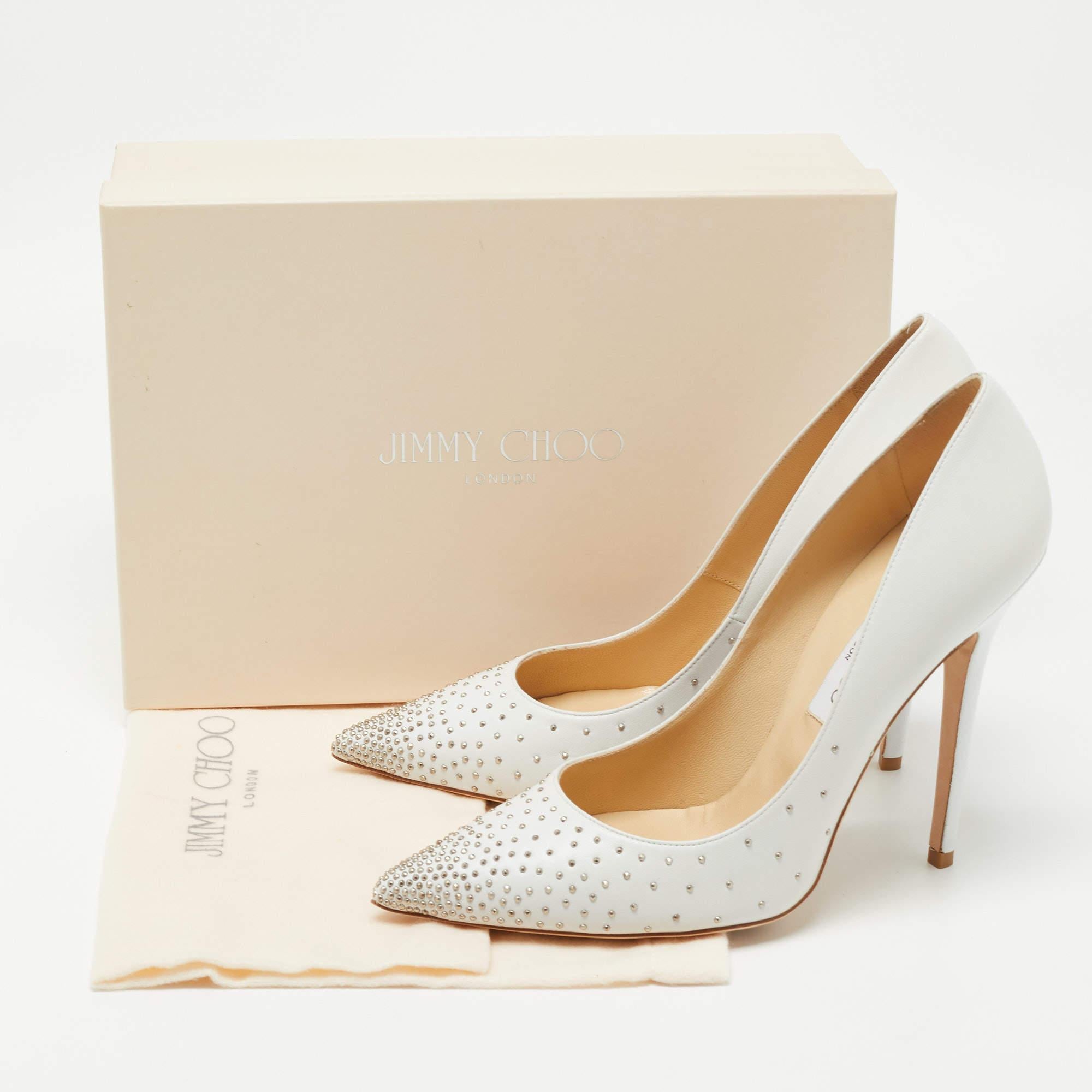 Jimmy Choo White Leather Anouk Pumps Size 40 5