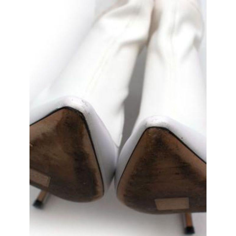Jimmy Choo - Bottes chaussettes en cuir blanc Brandon en vente 3