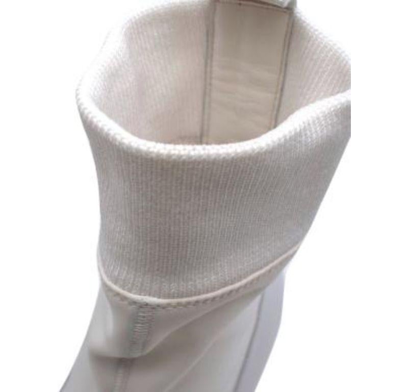 Jimmy Choo White Leather Brandon Sock Boots For Sale 4