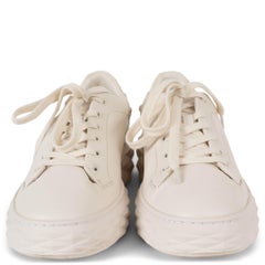 JIMMY CHOO cuero blanco DIAMOND MAXI/F II PEARL Zapatillas Zapatos 39