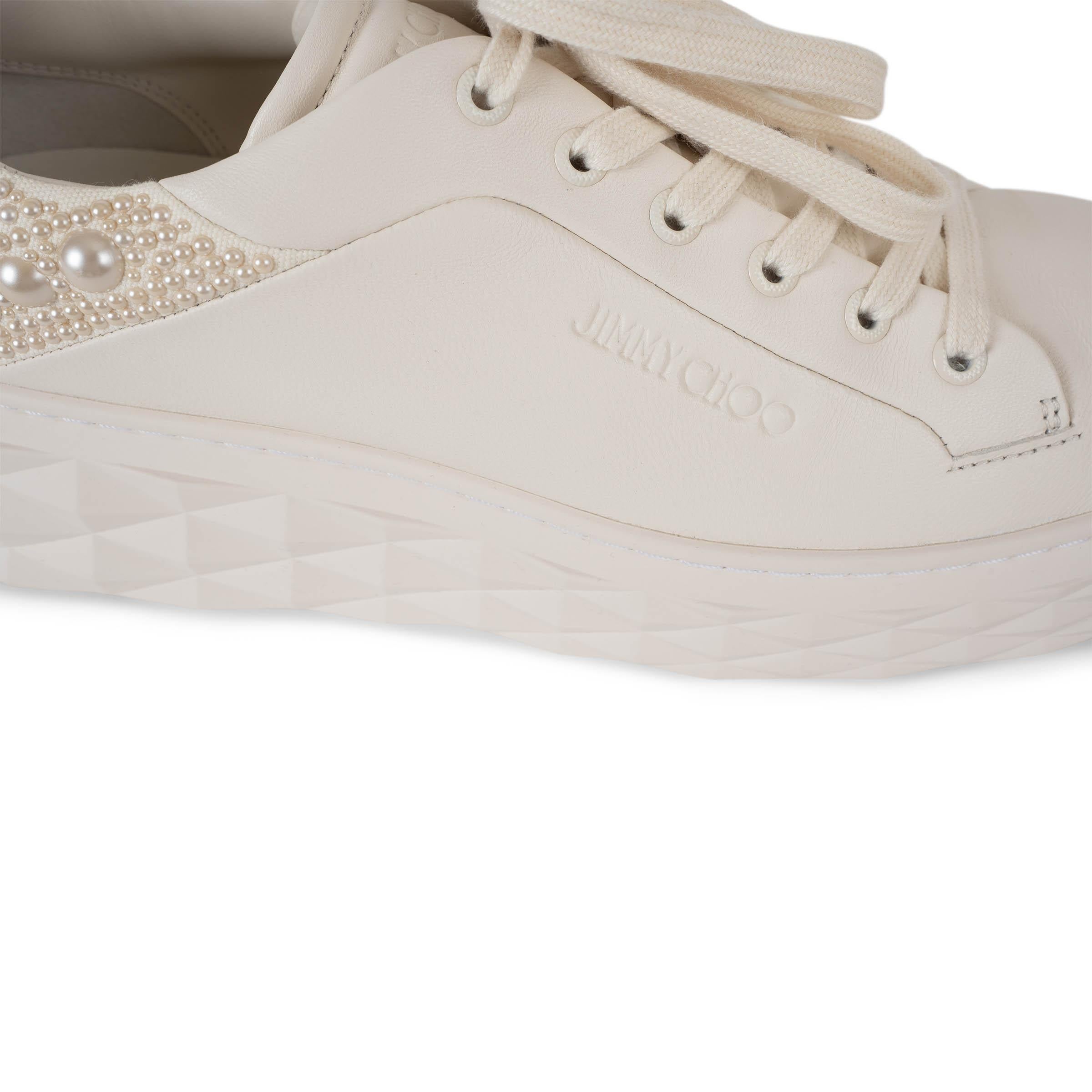 JIMMY CHOO Weiße Leder DIAMOND MAXI/F II PEARL Turnschuhe aus weißem Leder 39 im Angebot 4