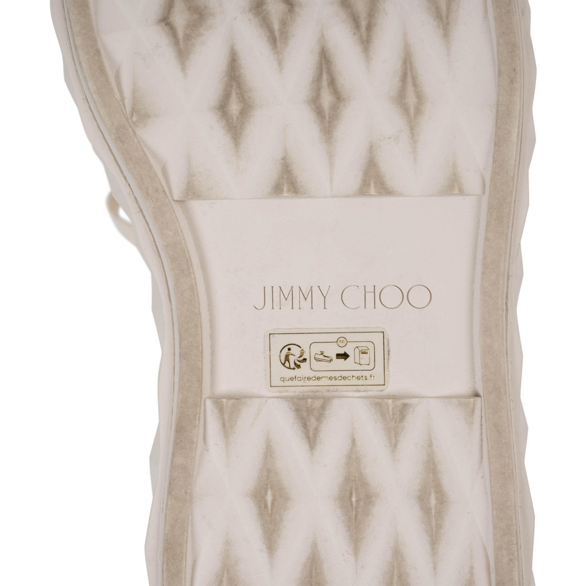JIMMY CHOO Weiße Leder DIAMOND MAXI/F II PEARL Turnschuhe aus weißem Leder 39 im Angebot 5