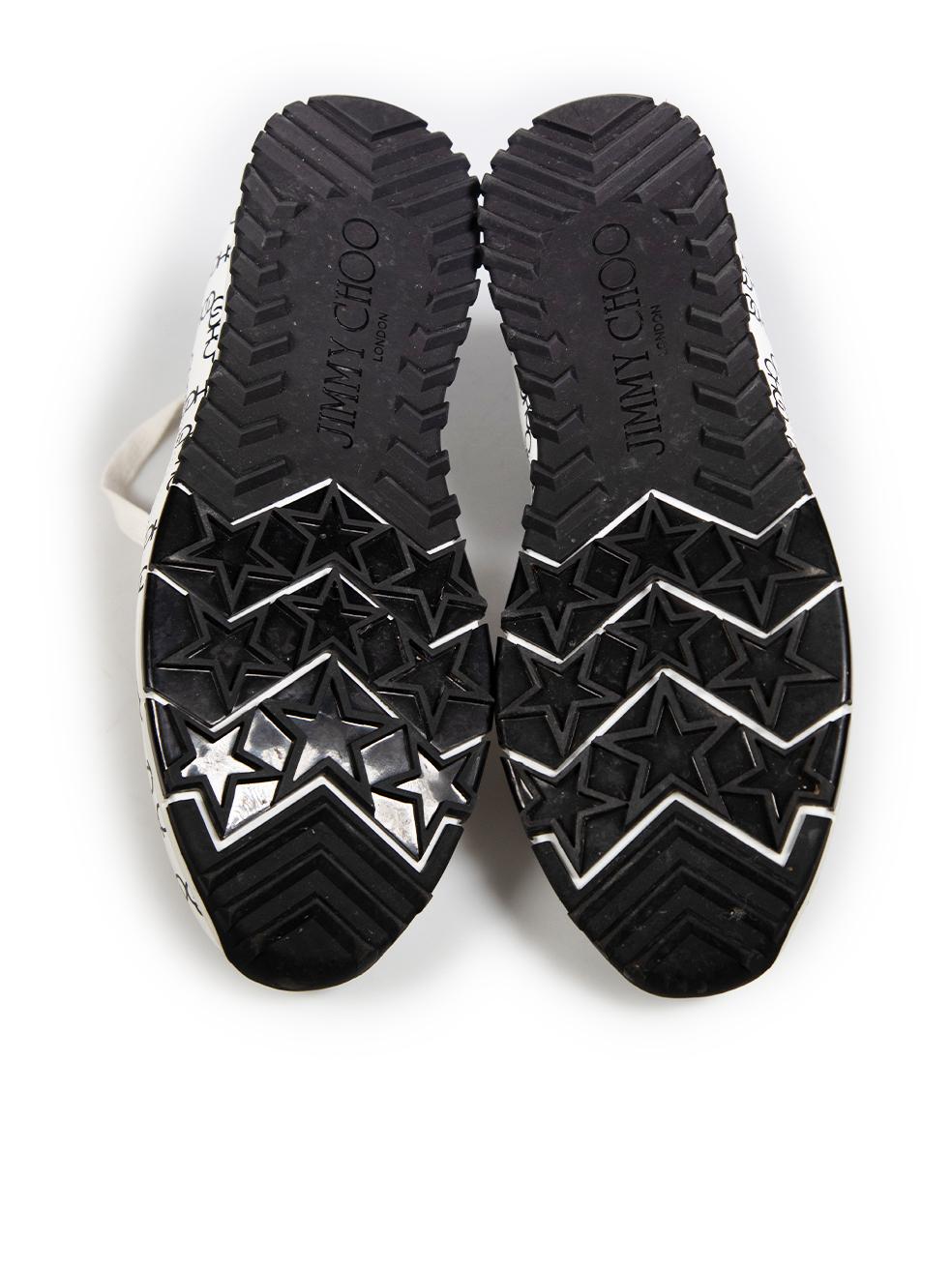 Jimmy Choo White Leather Logo Printed Trainers Size IT 38 In Good Condition In London, GB