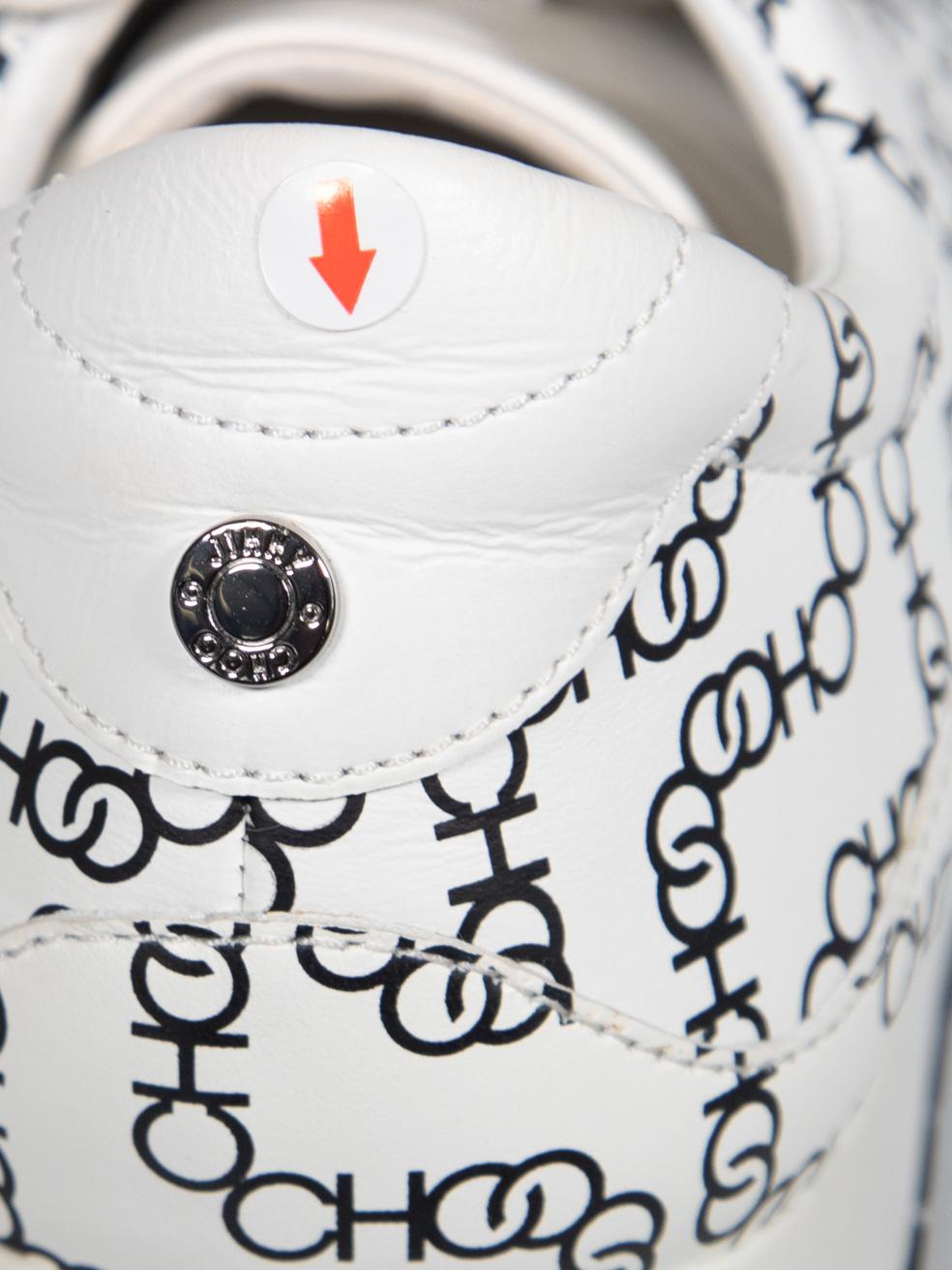 Jimmy Choo White Leather Logo Printed Trainers Size IT 38 2