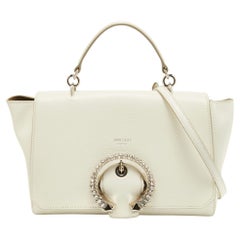 Jimmy Choo White Leather Madeline Top Handle Bag