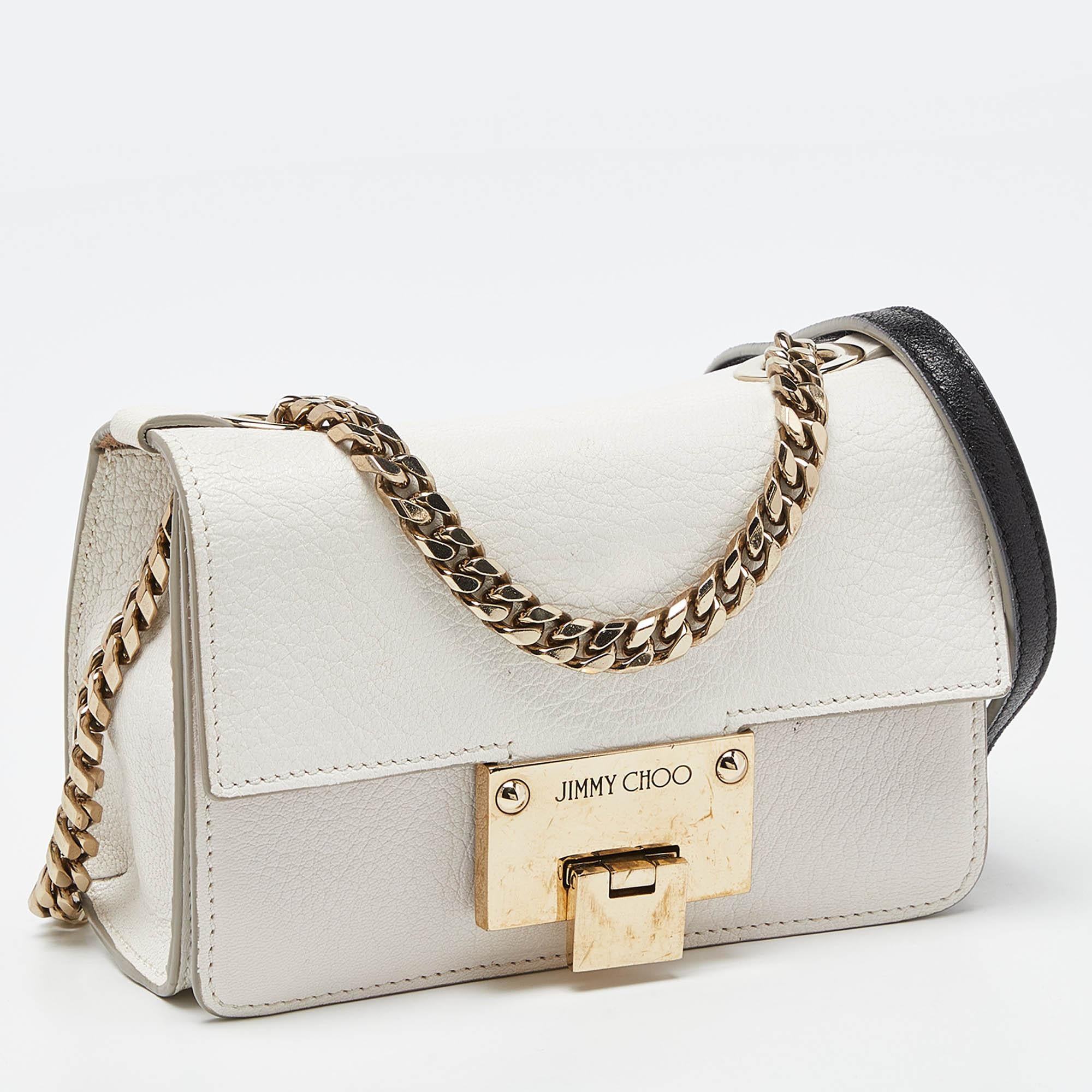 Jimmy Choo White Leather Rebel Crossbody Bag In Good Condition In Dubai, Al Qouz 2