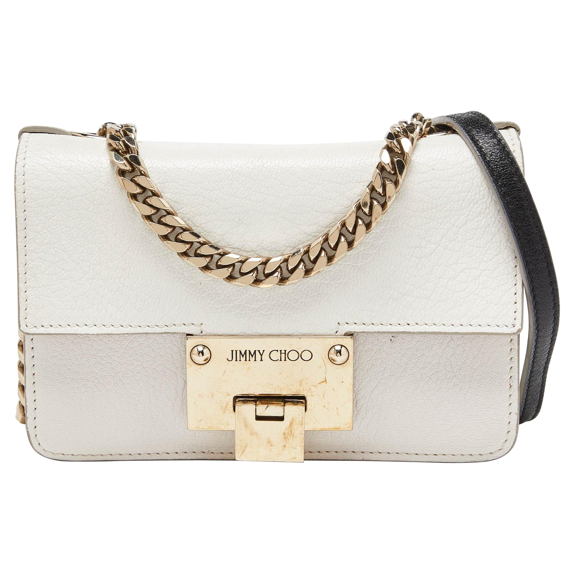 Jimmy Choo White Leather Rebel Crossbody Bag