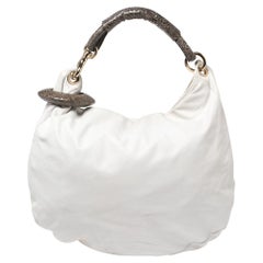 Jimmy Choo White Leather Sky Bangle Hobo