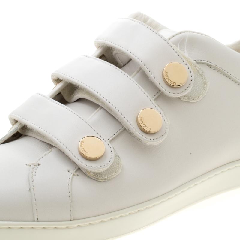 Women's Jimmy Choo White Leather Trainers Low Top Sneakers 38