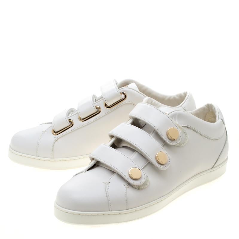 Jimmy Choo White Leather Trainers Low Top Sneakers 38 1