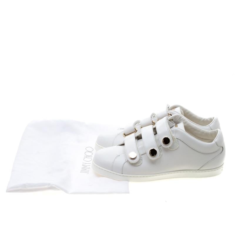 Jimmy Choo White Leather Trainers Low Top Sneakers 38 2