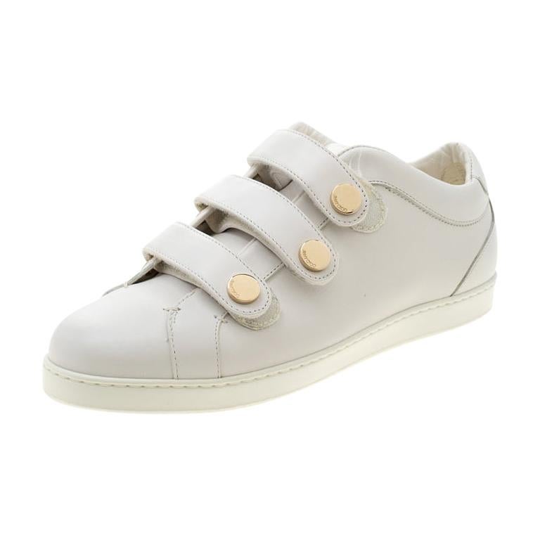 Jimmy Choo White Leather Trainers Low Top Sneakers 38