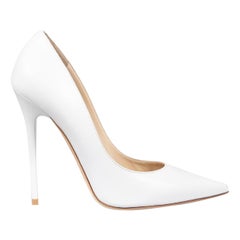 Jimmy Choo White Pointed Toe Leather Pumps Size IT 38.5