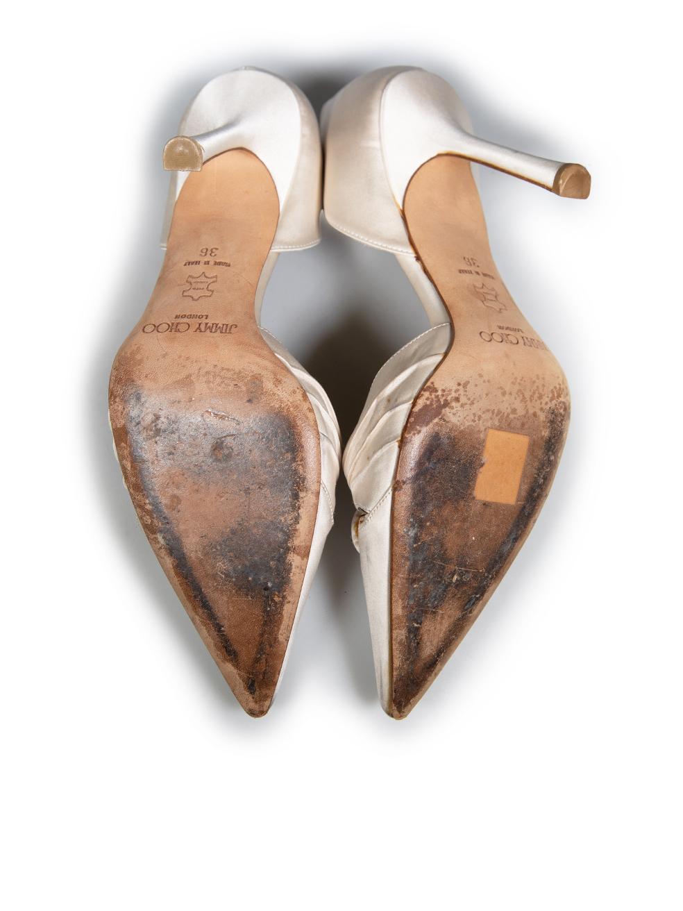Women's Jimmy Choo White Satin Bead Embellished Pumps Size IT 36 For Sale