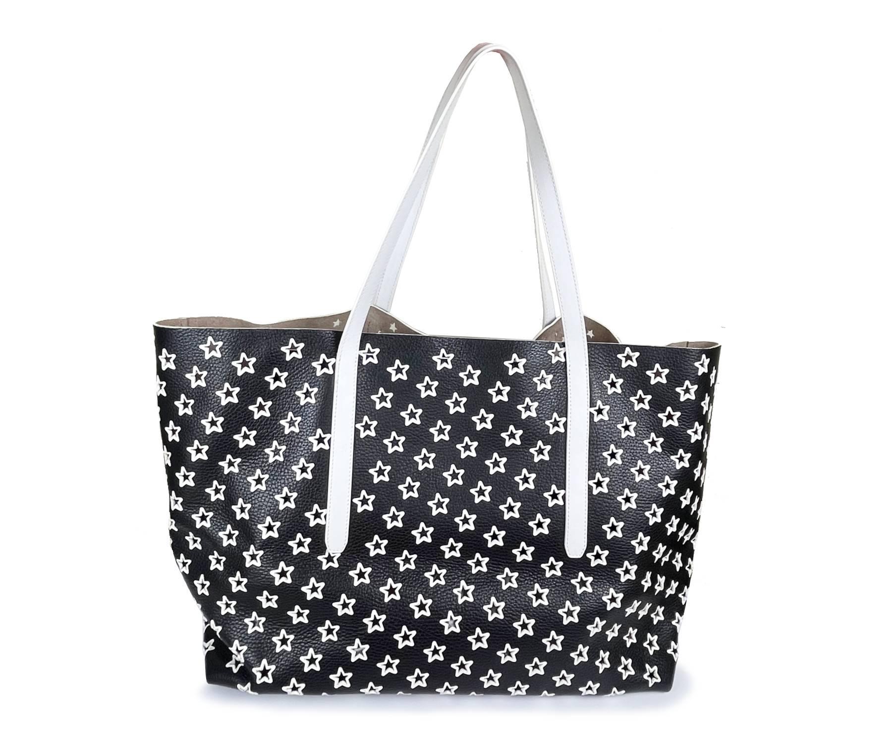 Jimmy Choo White Star Black Large Tote   In Good Condition In Pasadena, CA