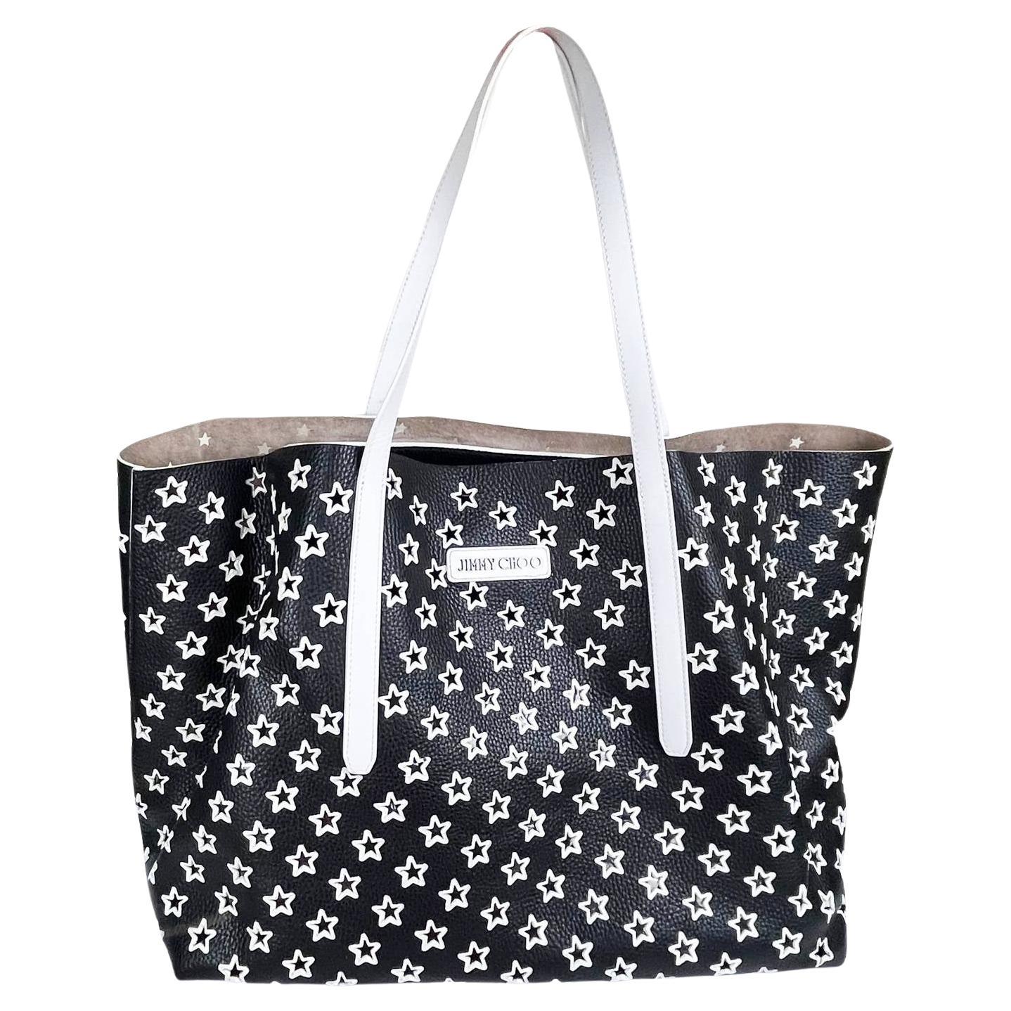 Jimmy Choo White Star Black Large Tote  