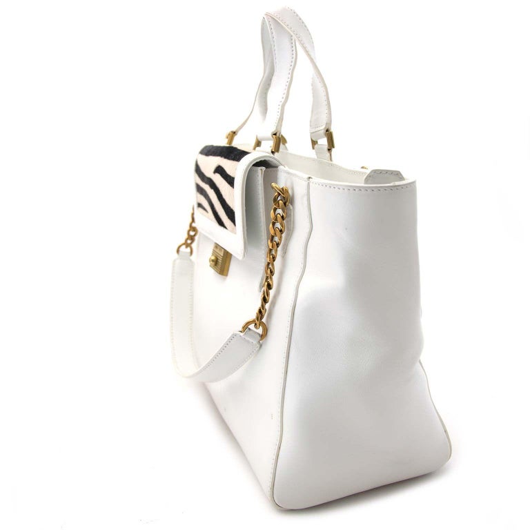 Jimmy Choo White Tote Bag With Zebra Pattern Flap at 1stDibs jimmy choo zebra bag