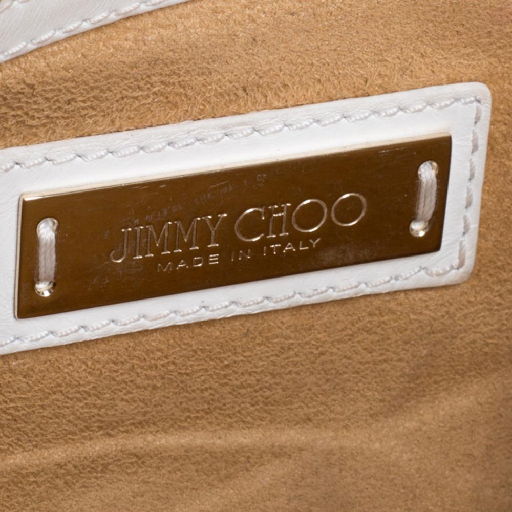 Jimmy Choo White Zebra Print Calfhair and Leather Flap Chain Shoulder Bag In Good Condition In Dubai, Al Qouz 2