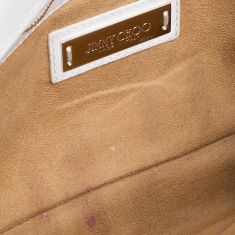 Jimmy Choo White Zebra Print Calfhair and Leather Flap Chain Shoulder