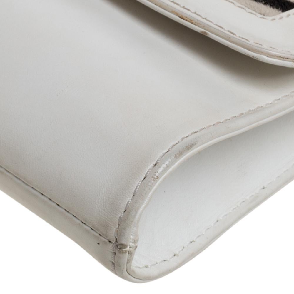 Jimmy Choo White Zebra Print Calfhair and Leather Flap Chain Shoulder Bag 3