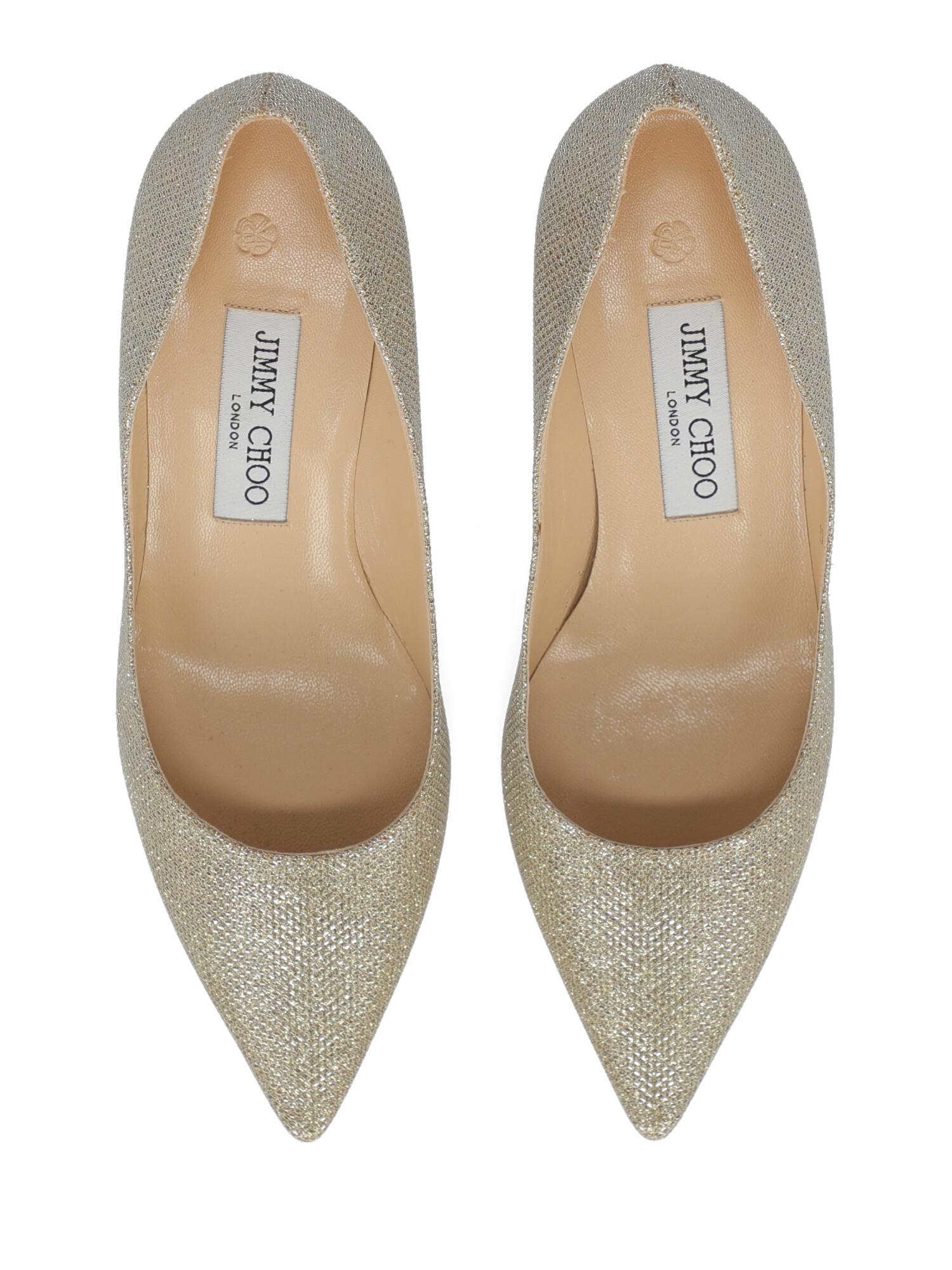 Jimmy Choo Woman Pumps Gold Fabric IT 37 For Sale 2