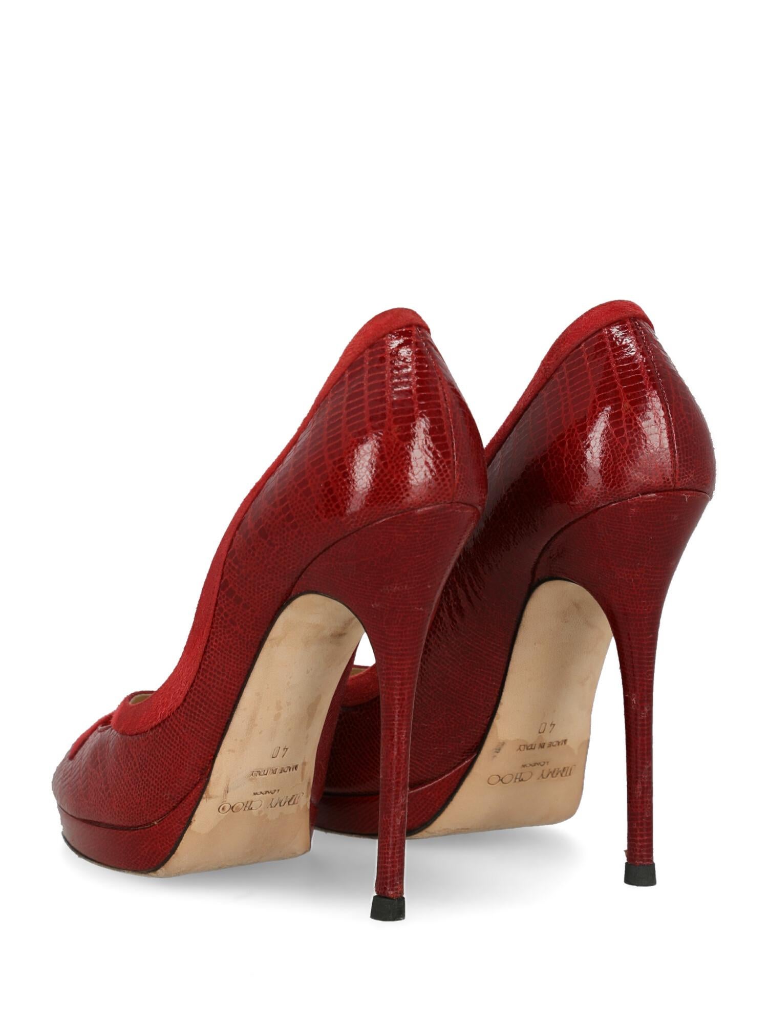 Brown Jimmy Choo Woman Pumps Red Leather IT 40 For Sale