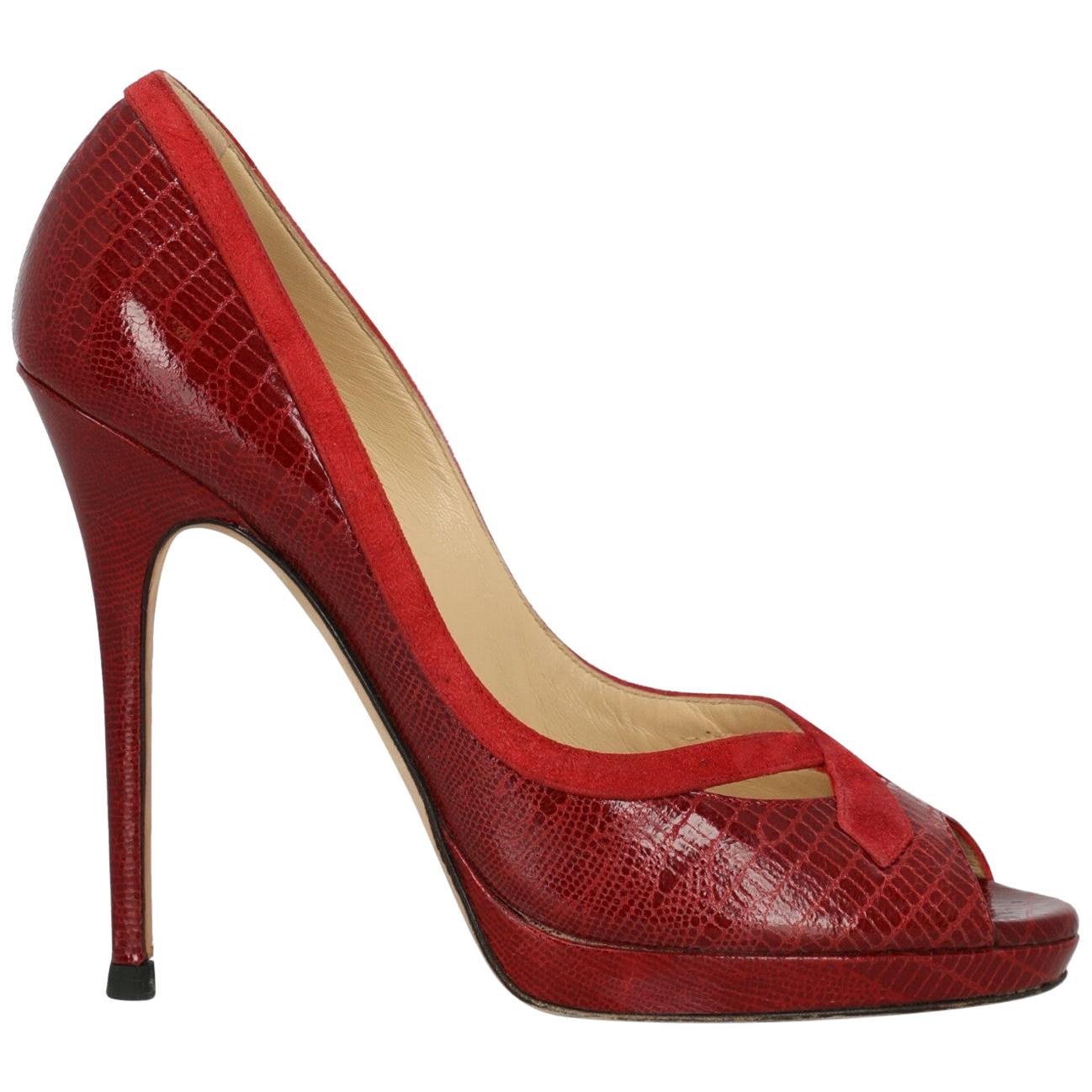 Jimmy Choo Woman Pumps Red Leather IT 40 For Sale