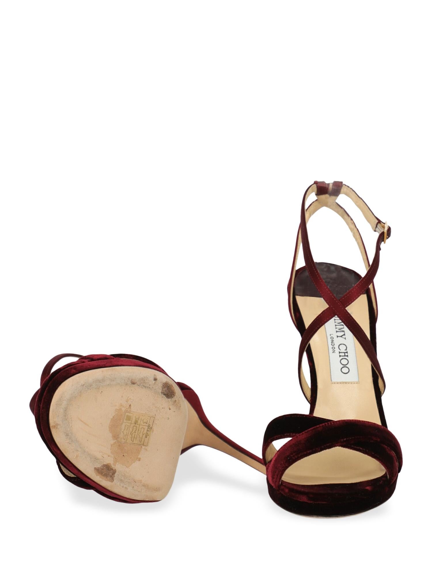 Black Jimmy Choo Woman Sandals Burgundy Fabric IT 40.5 For Sale