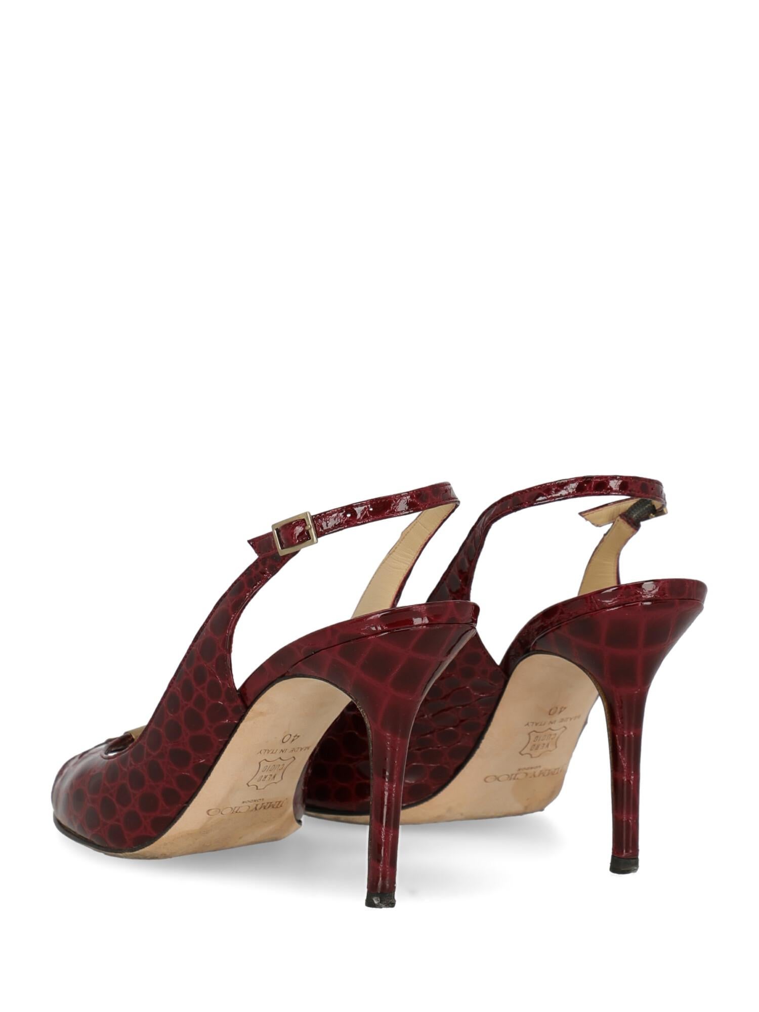 Brown Jimmy Choo Woman Sandals Burgundy Leather IT 40 For Sale