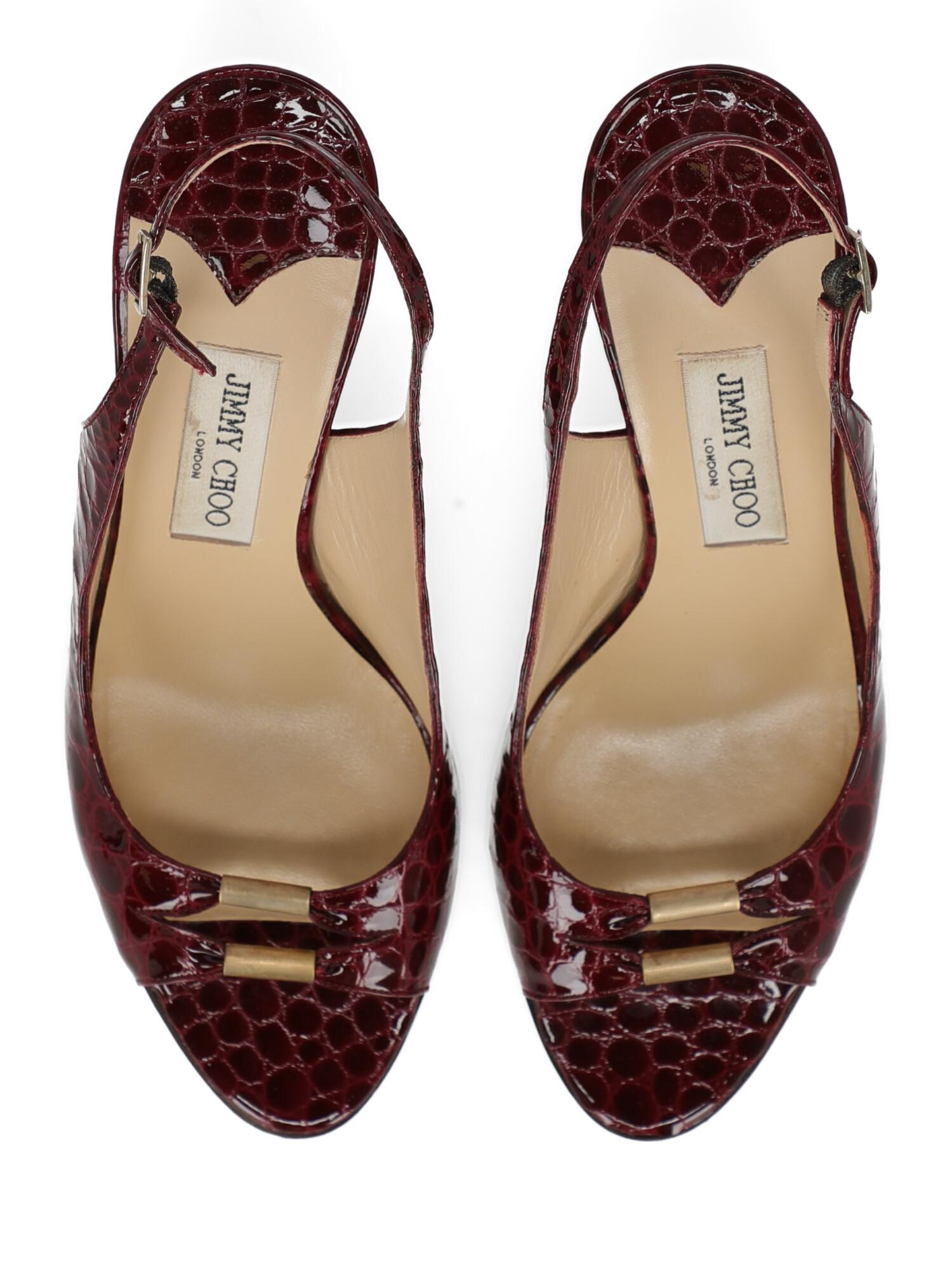 Jimmy Choo Woman Sandals Burgundy Leather IT 40 For Sale 1