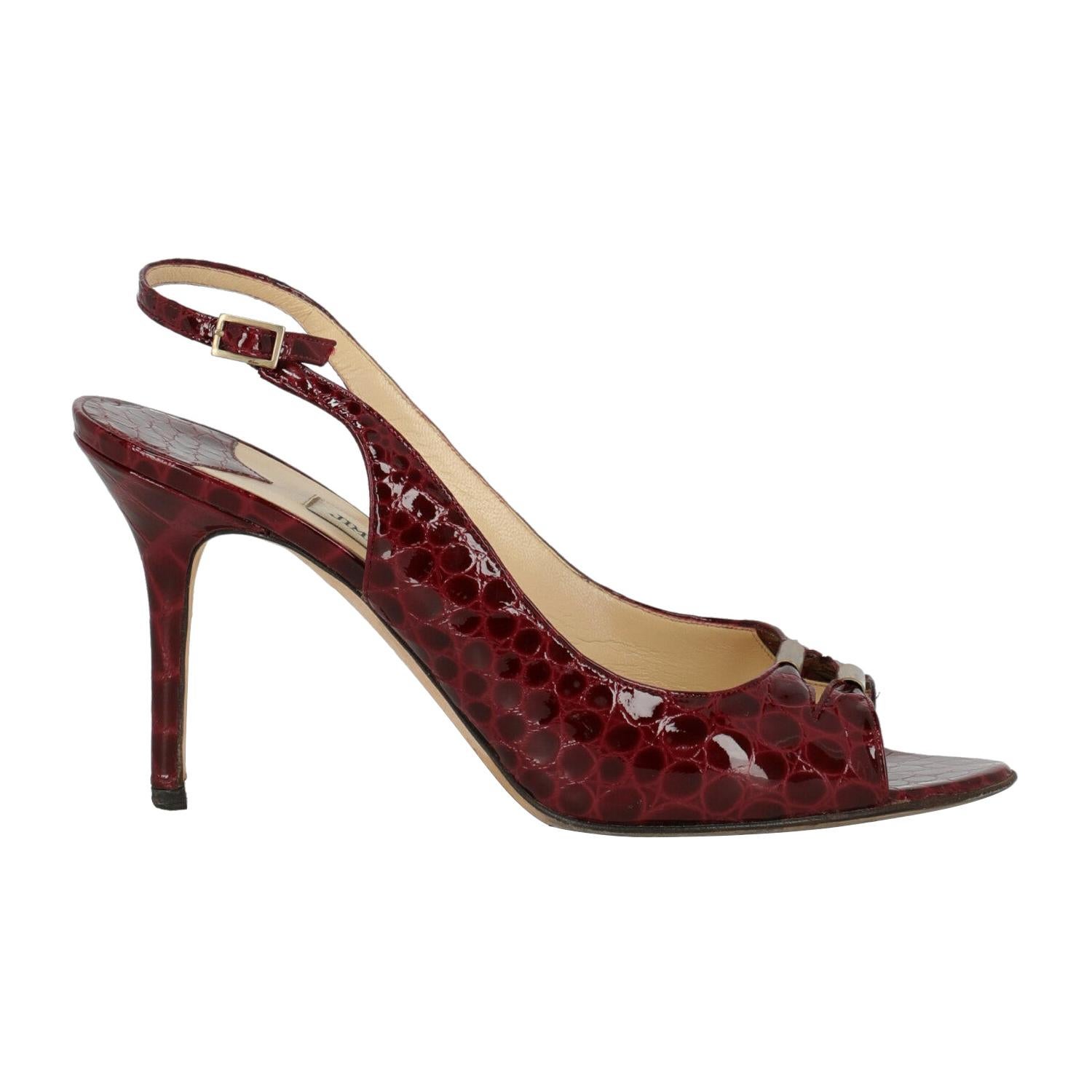 Jimmy Choo Woman Sandals Burgundy Leather IT 40 For Sale