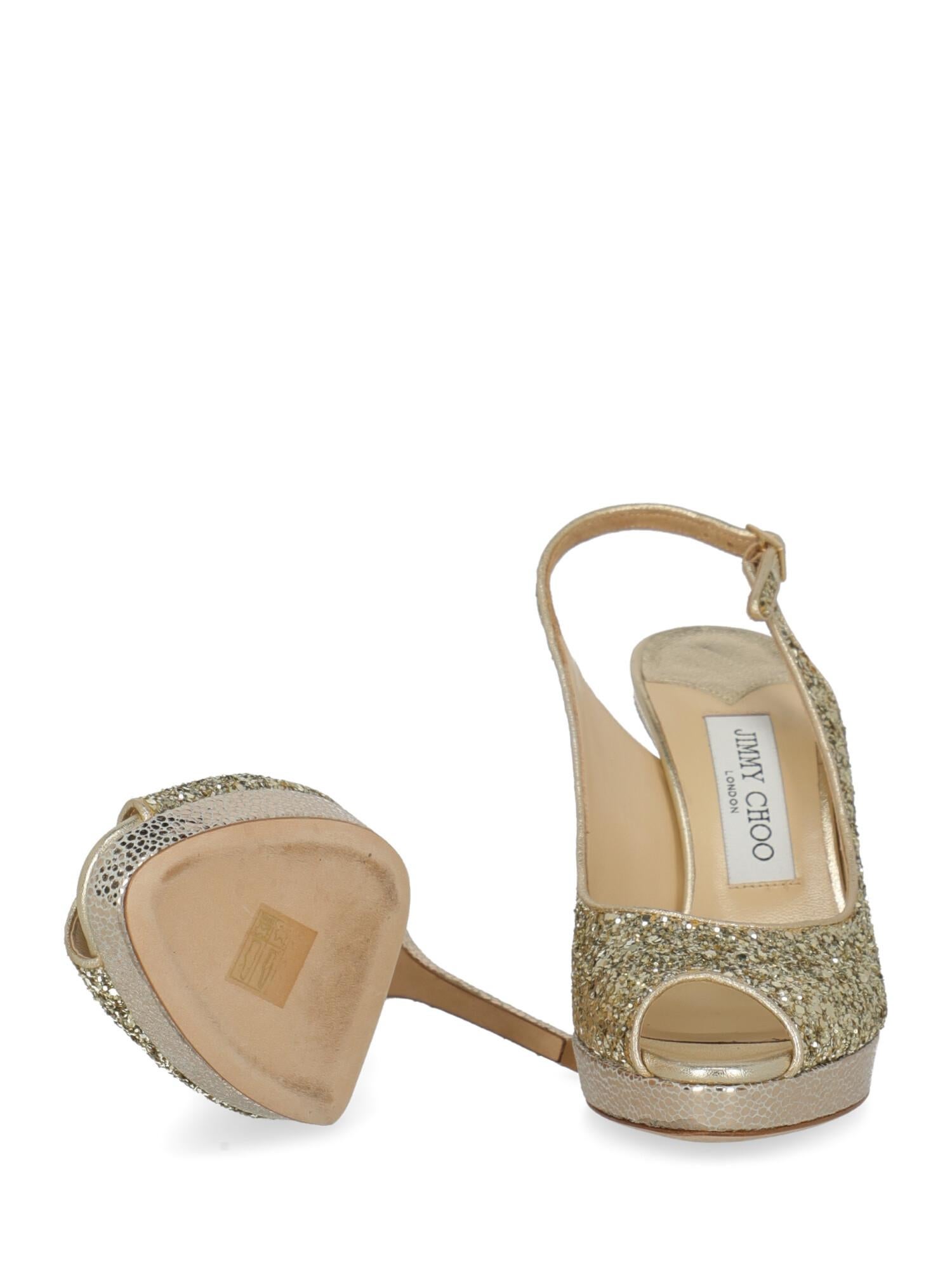Women's Jimmy Choo Woman Sandals Gold Leather IT 36.5 For Sale
