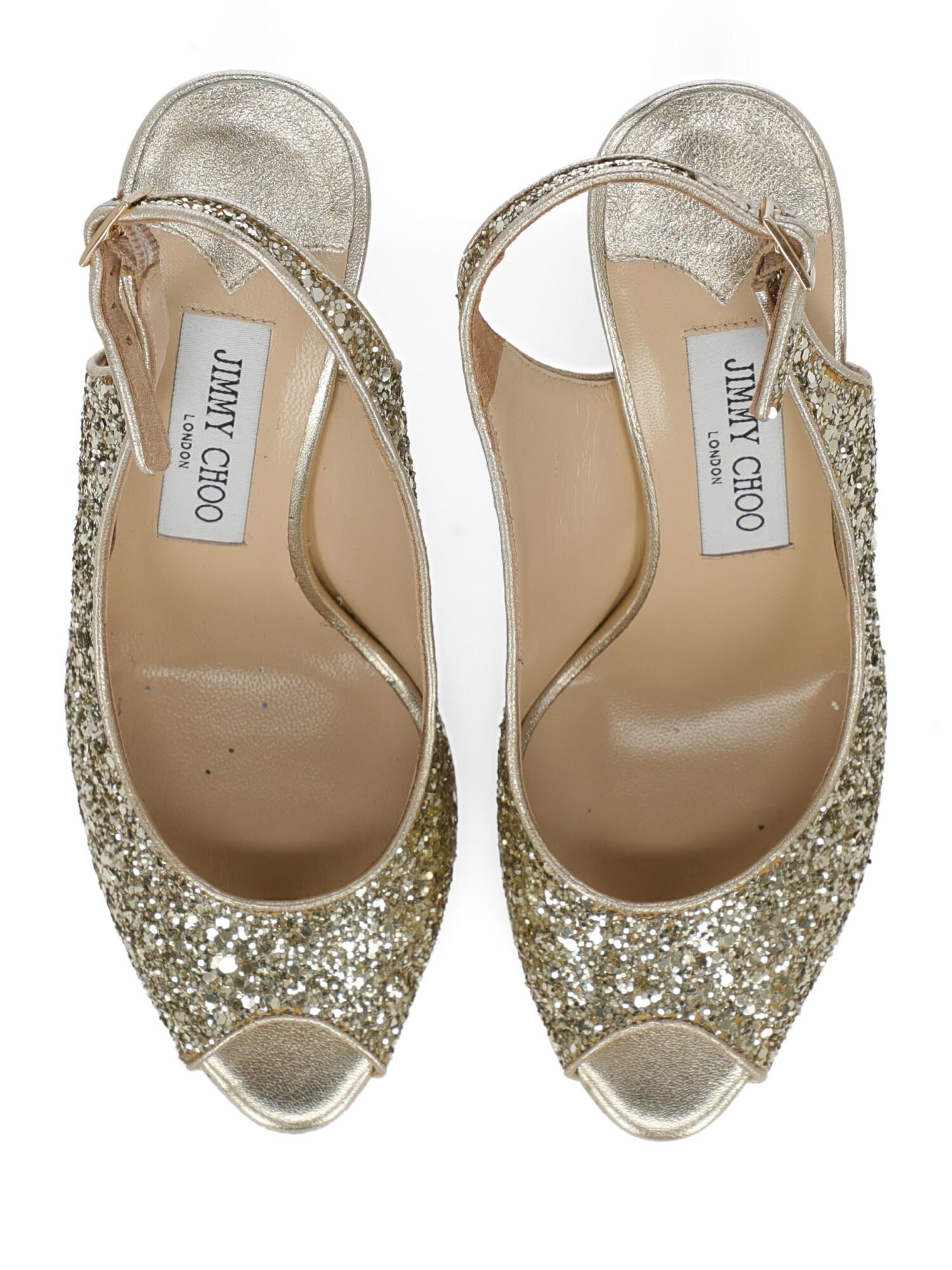 Jimmy Choo Woman Sandals Gold Leather IT 36.5 For Sale 1