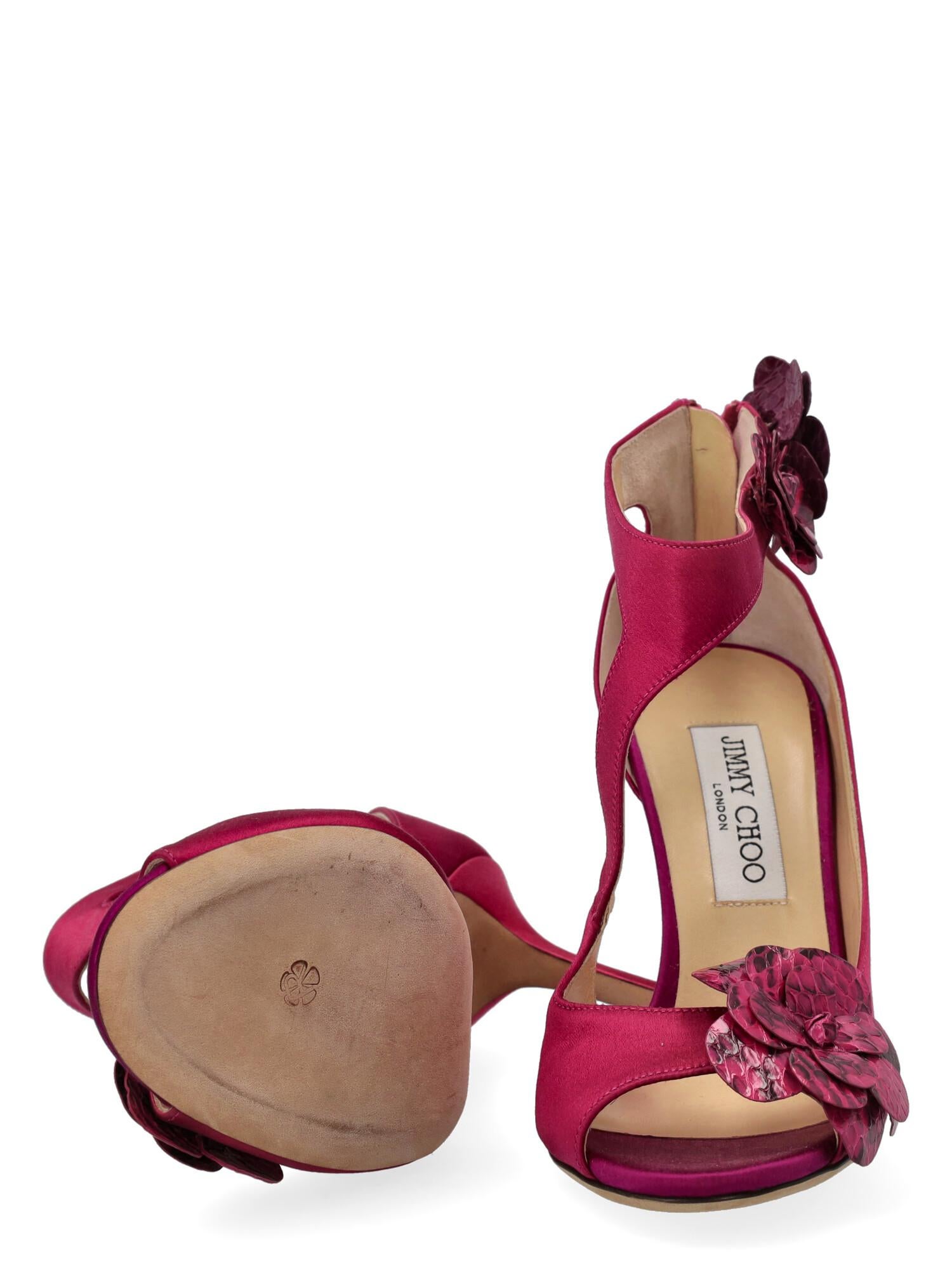 Jimmy Choo Women Sandals Pink Fabric EU 37 In Good Condition For Sale In Milan, IT