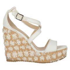 Jimmy Choo Women  Wedges White Eco-Friendly Fabric IT 38