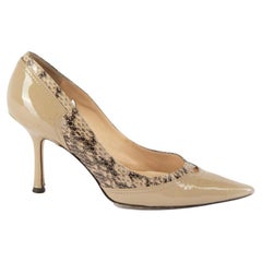 Jimmy Choo Women's Beige Patent & Snakeskin Pointed Toe Pumps