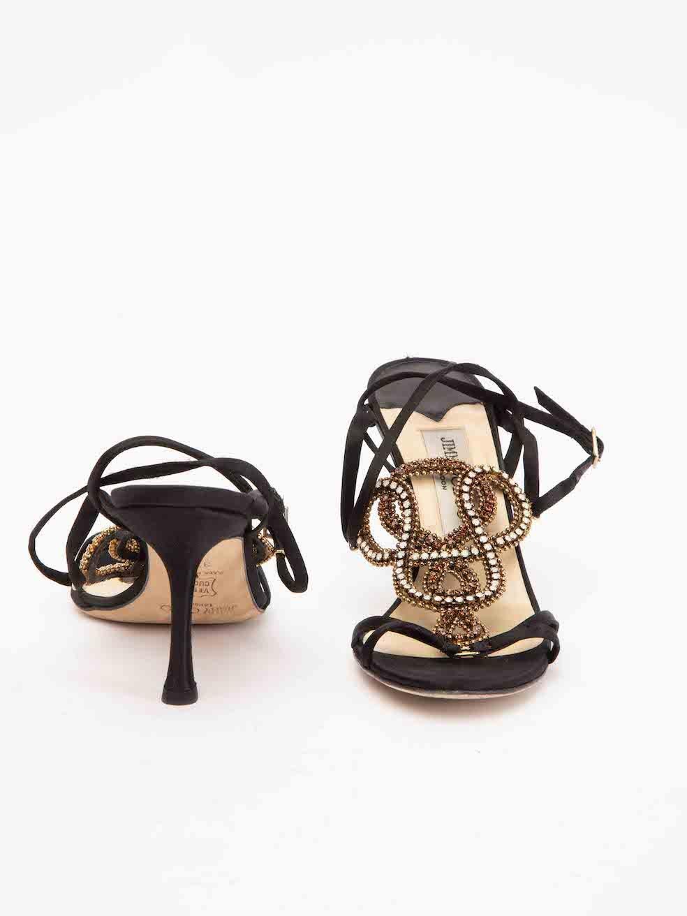 Jimmy Choo Women's Black Gemstones Embellished Sandals In Good Condition In London, GB