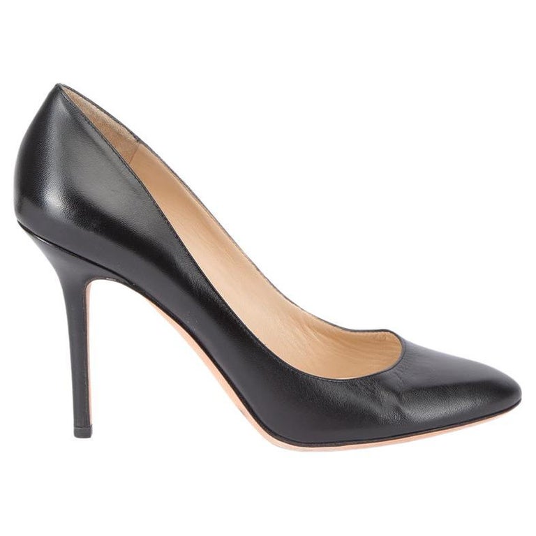 Jimmy Choo Women's Black Leather Almond Toe Pumps For Sale at 1stDibs