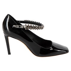 Jimmy Choo Women's Black Patent Leather Malva 85 Crystal Detail Pumps