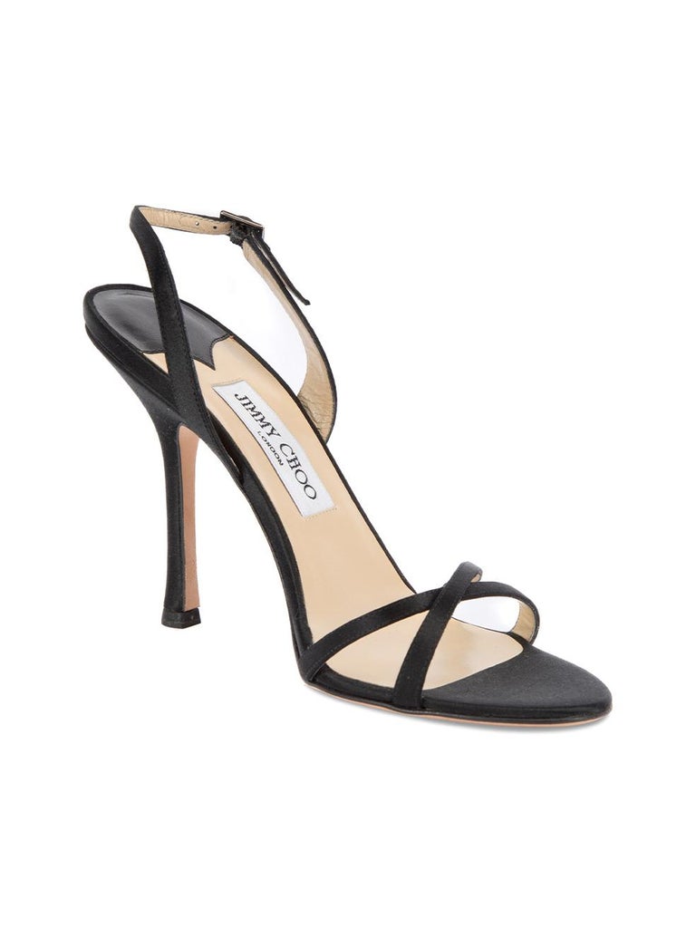 Jimmy Choo Women's Black Satin Jasmin Strappy Sandals For Sale at 1stDibs