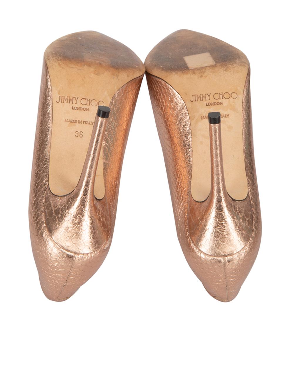 Jimmy Choo Women's Bronze Embossed Leather Pointed Toe Pumps 1