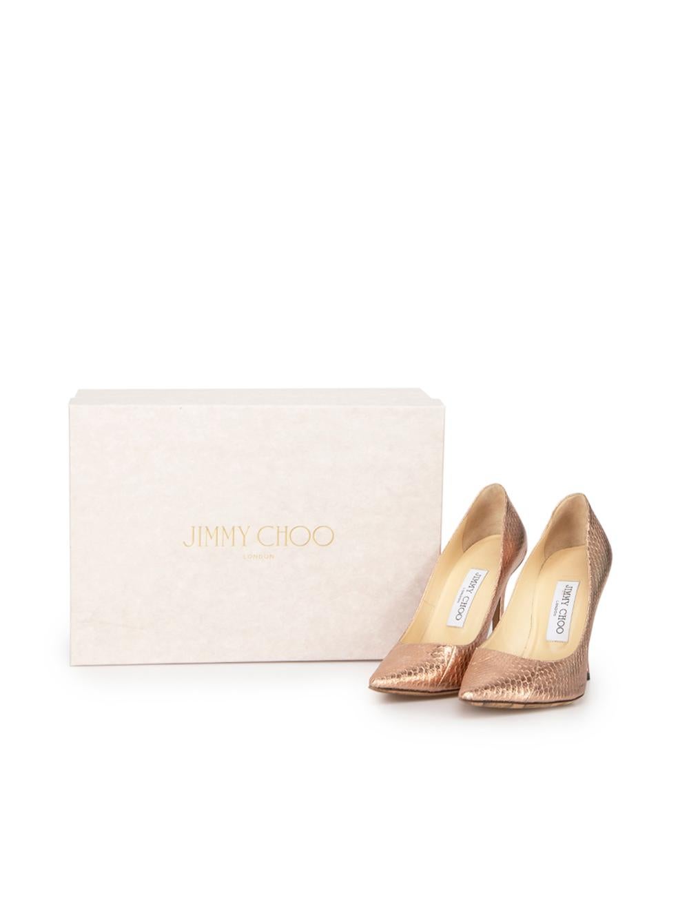 Jimmy Choo Women's Bronze Embossed Leather Pointed Toe Pumps 3