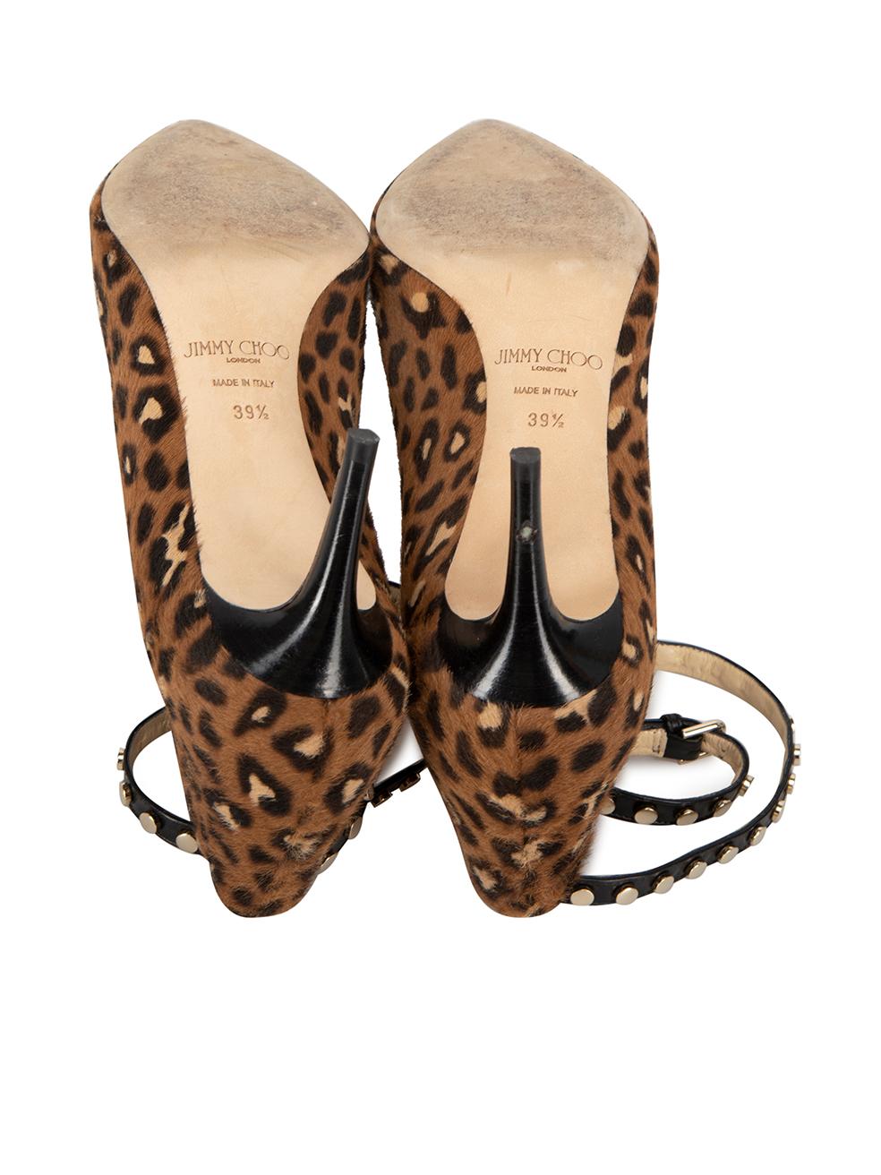Jimmy Choo Women's Brown Pony Hair Leopard Pattern Heels For Sale 2