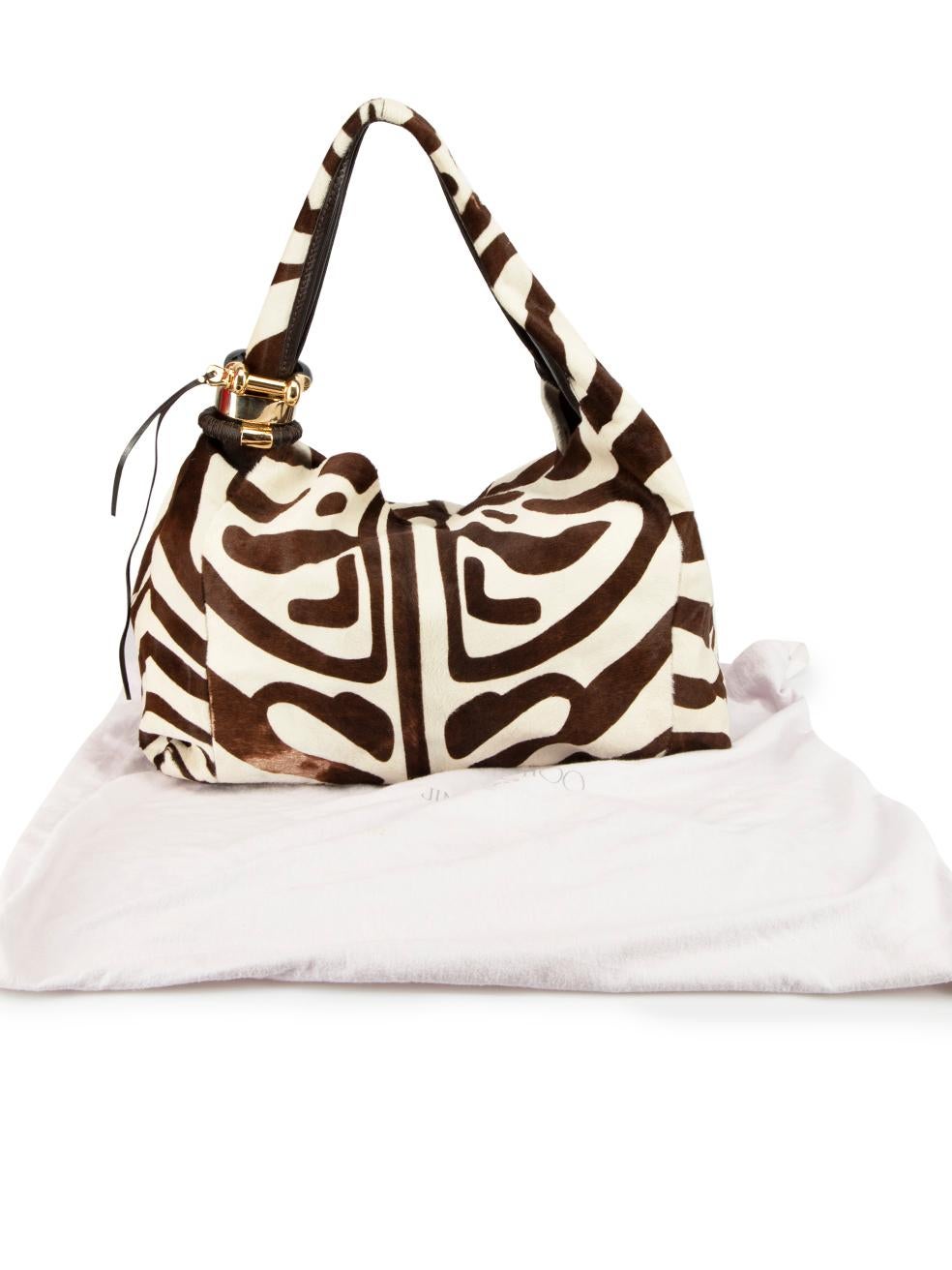 Jimmy Choo Women's Brown Pony Hair Zebra Saba Shoulder Bag 6