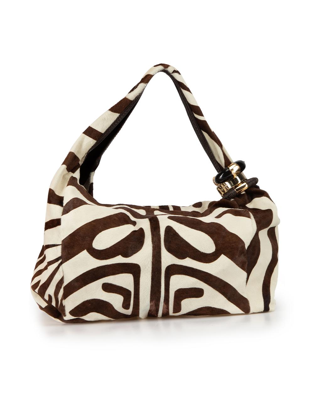Black Jimmy Choo Women's Brown Pony Hair Zebra Saba Shoulder Bag