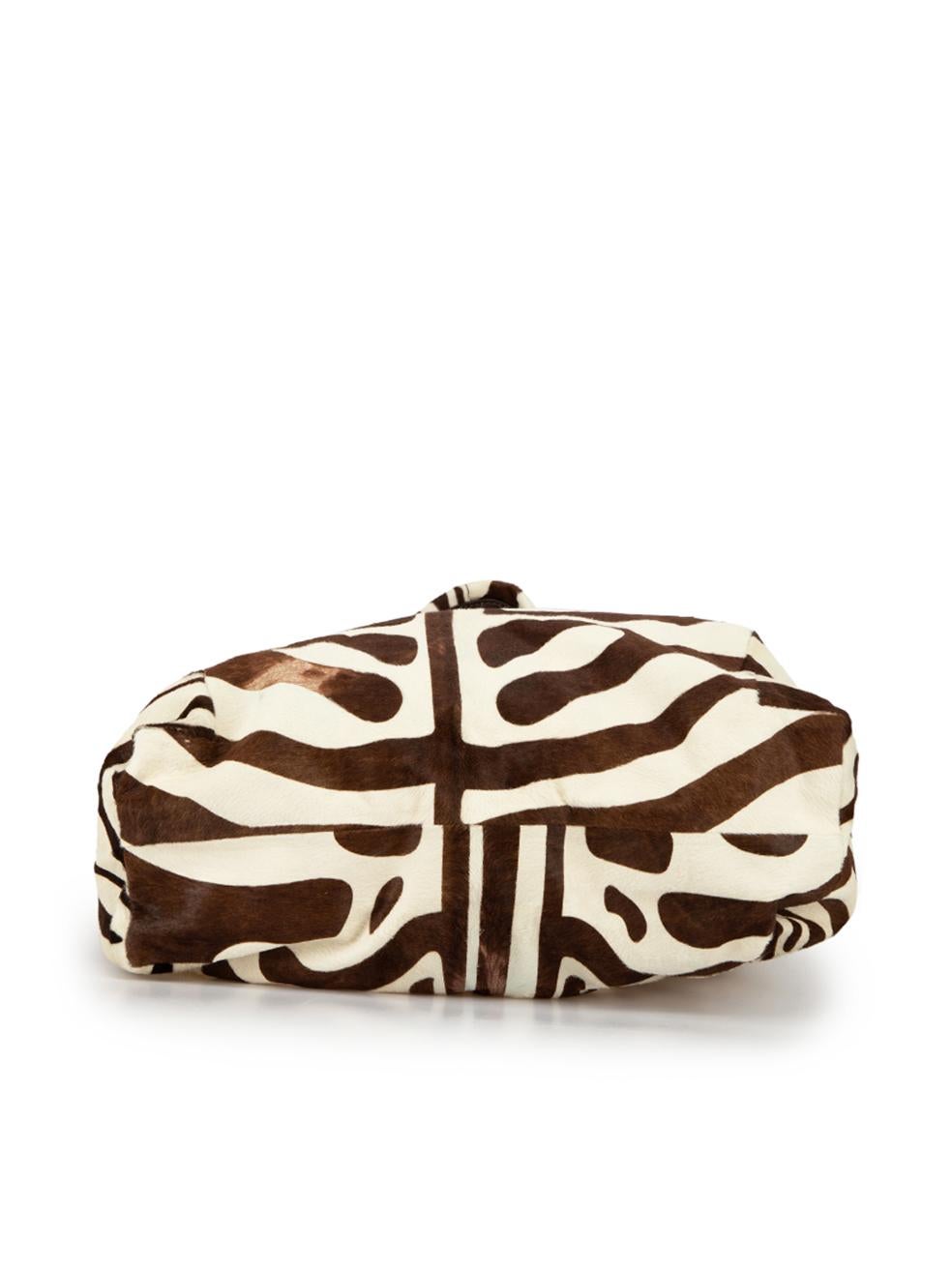 Jimmy Choo Women's Brown Pony Hair Zebra Saba Shoulder Bag In Good Condition In London, GB